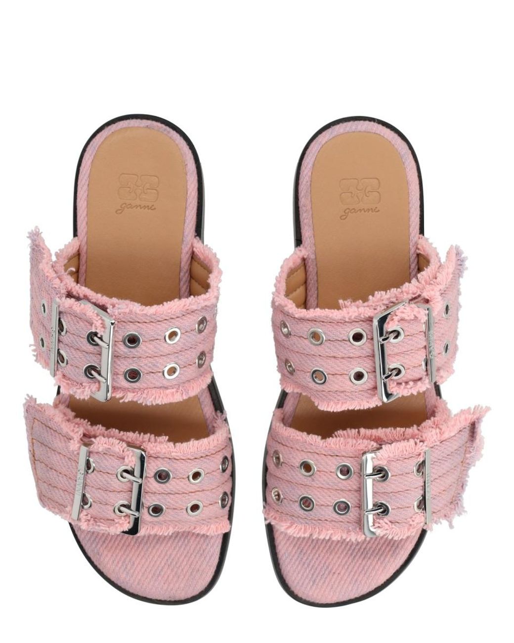 Ganni Pink Ganni Organic Cotton Denim Sandal