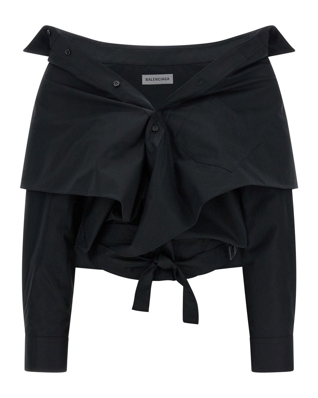 Wrapped Off Shoulder Balenciaga Off-The-Shoulder Crop Blouse in Black | Lyst