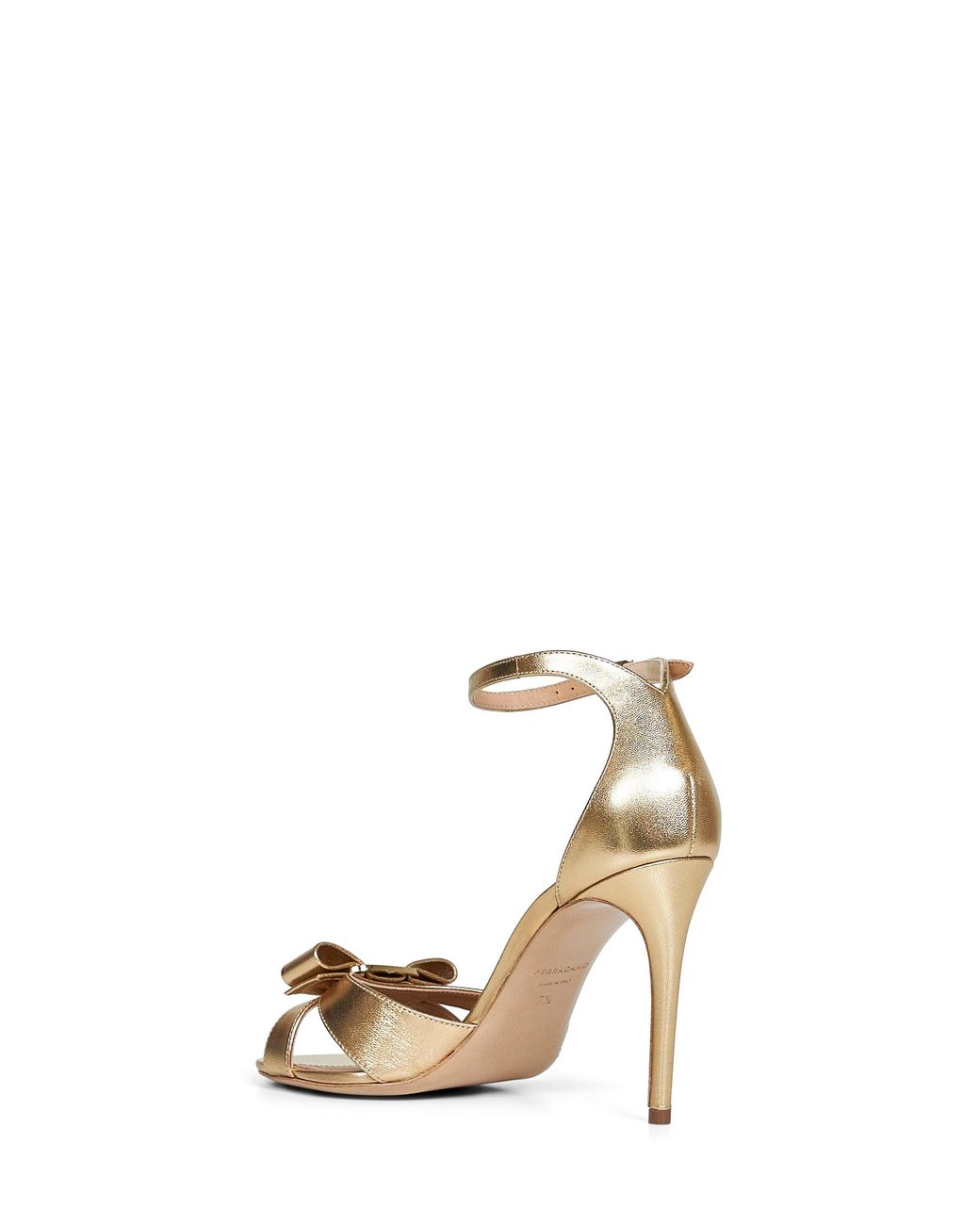 Ferragamo Metallic Laminated Nappa Leather Roxy Vara Bow Sandals
