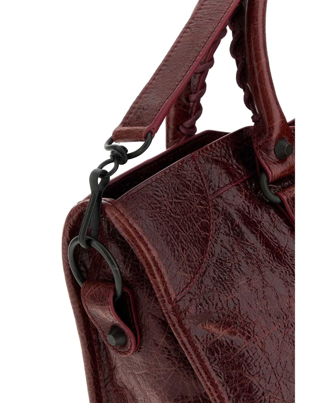 Balenciaga Purple Balenciaga Crackled Lambskin Top Handle Bag