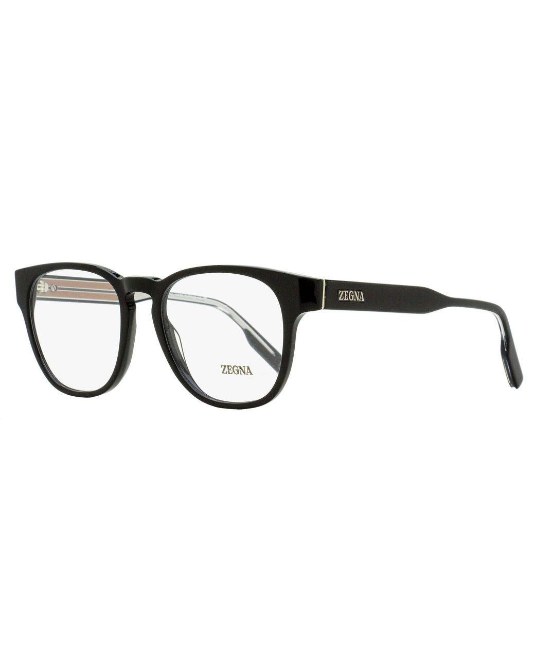 Zegna Black Keyhole Square Eyeglasses Ez5261 001 51Mm Plastic (Acetate) for men