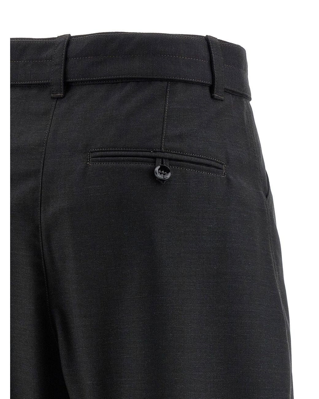 Lemaire Black Curved Tailored Wool Trousers