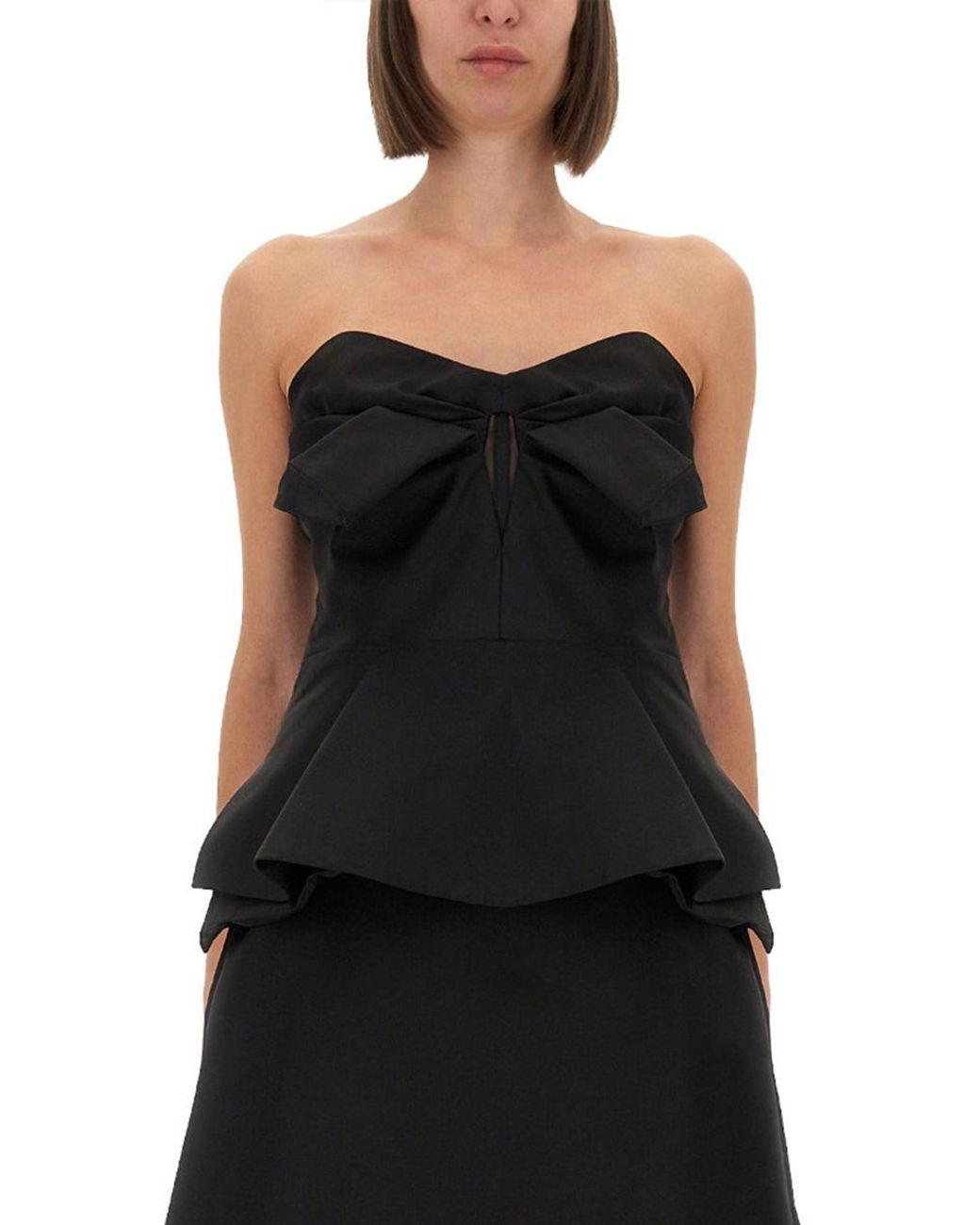 McQueen Black Alexander Mcqueen Strapless Corset Bodysuit