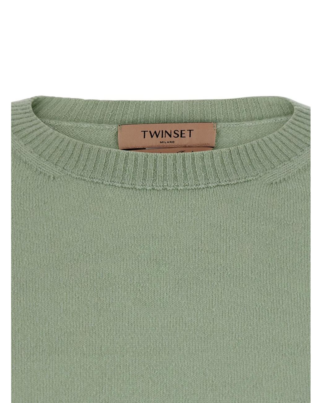 Twinset Green Sweater Cashmere And Silk Tops
