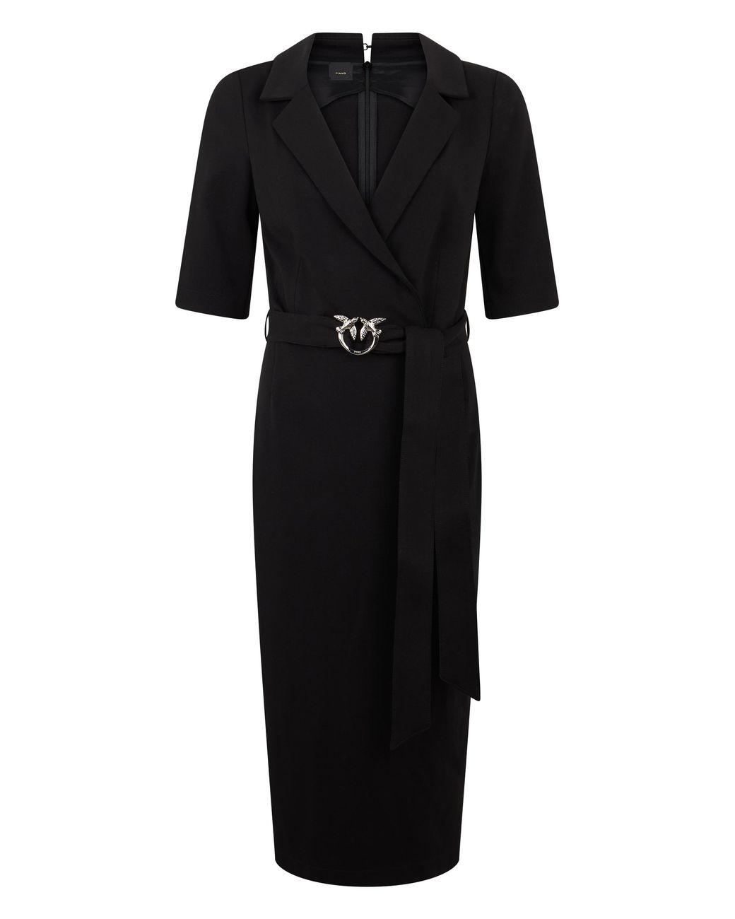 Pinko Black Fitted Dress With Belt, Viscose