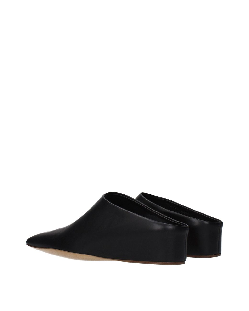 Jil Sander Black Leather Sandals And Clogs