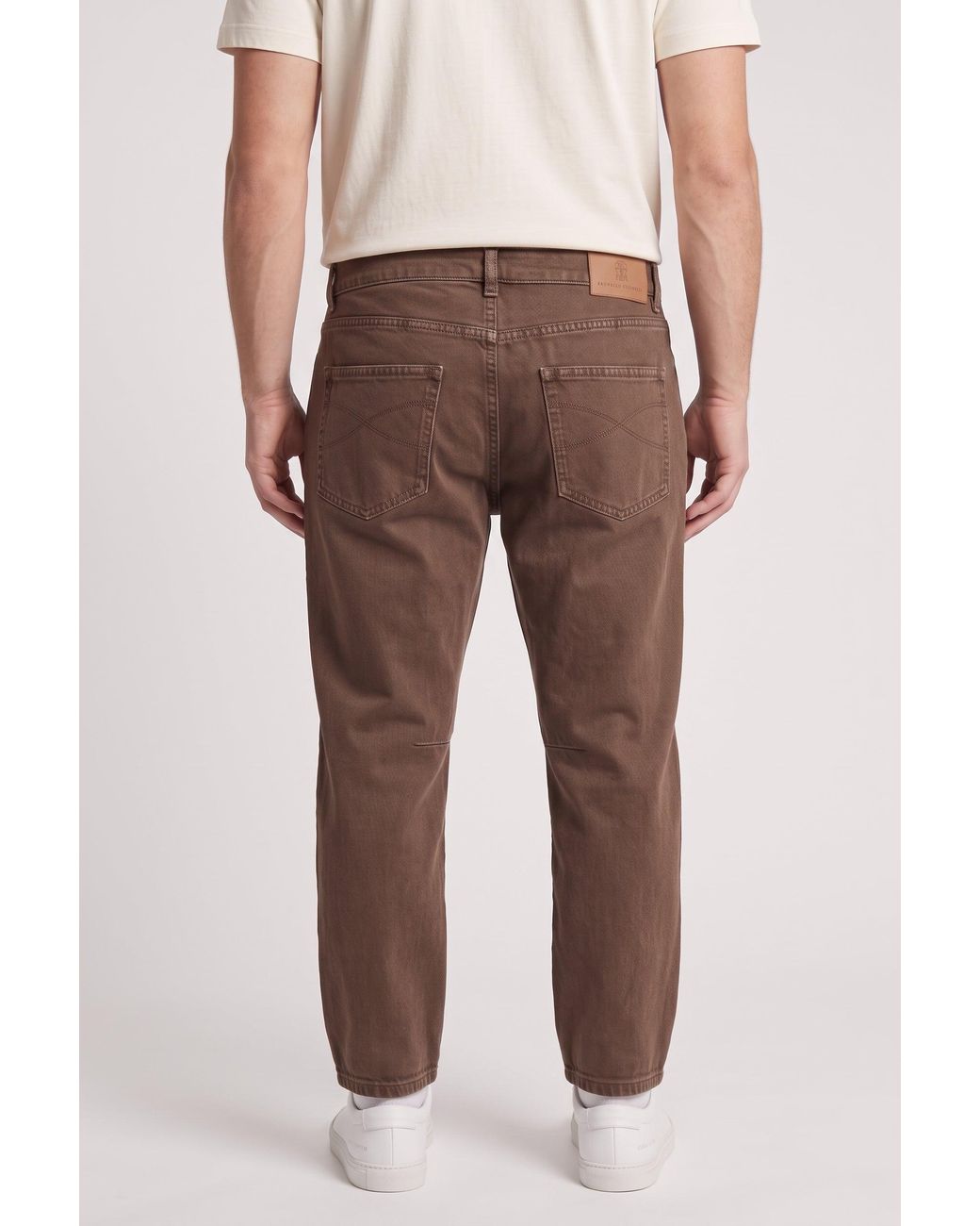 Brunello Cucinelli Brown 'S5 Pocket Leisure Fit Denim Trousers for men