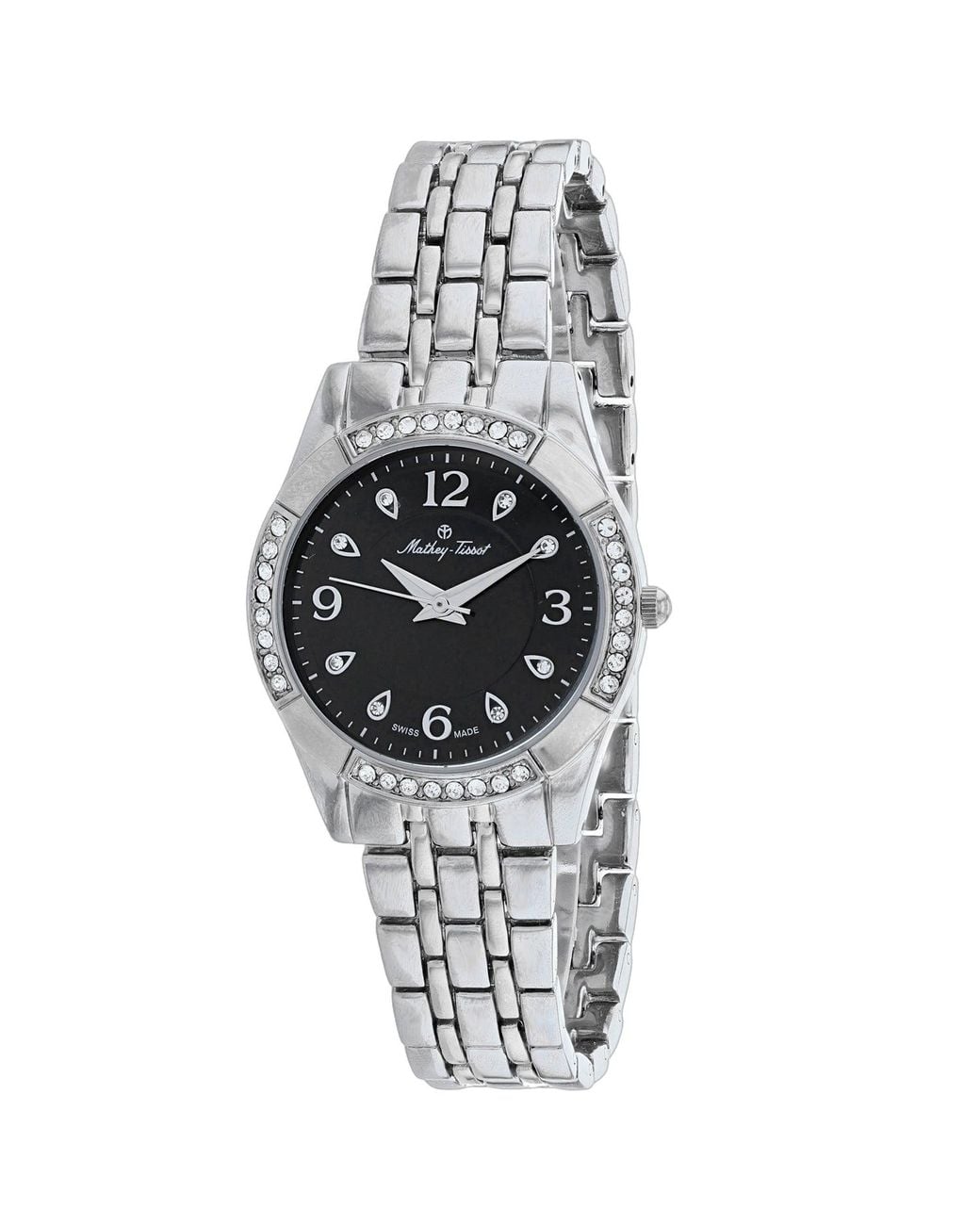 Mathey-Tissot Metallic Mathey Tissot Crystal-Bezel Watch