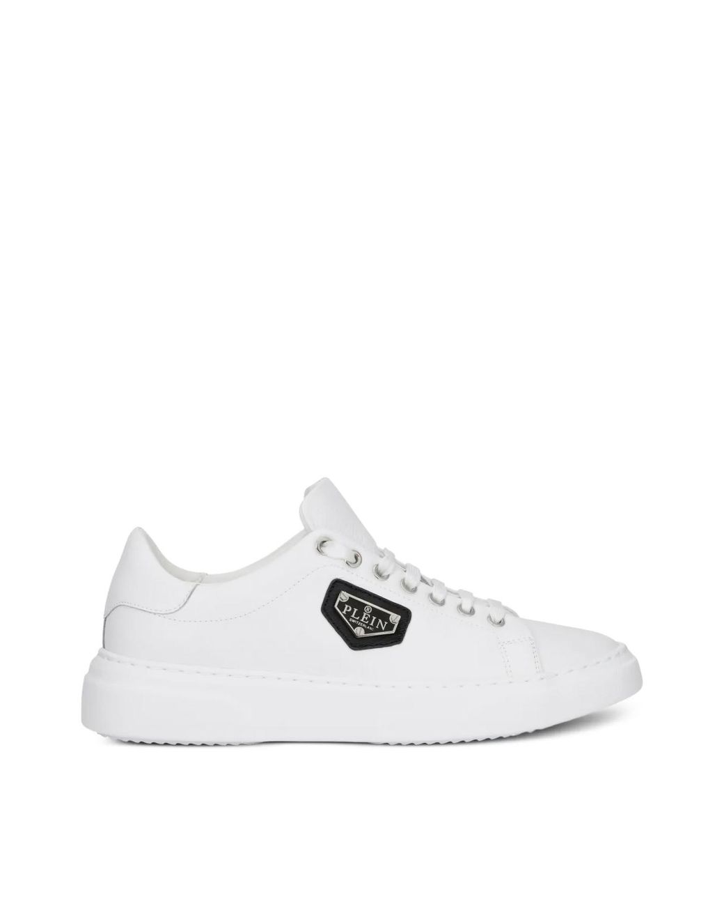 Philipp Plein White Lo-Top Iconic Plein Logo Sneakers Shoes for men