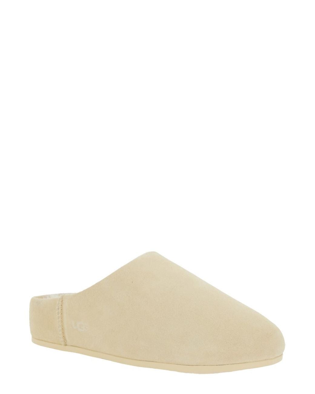 Ugg Natural Mules With Logo Lettering And Shearling Lining Leather