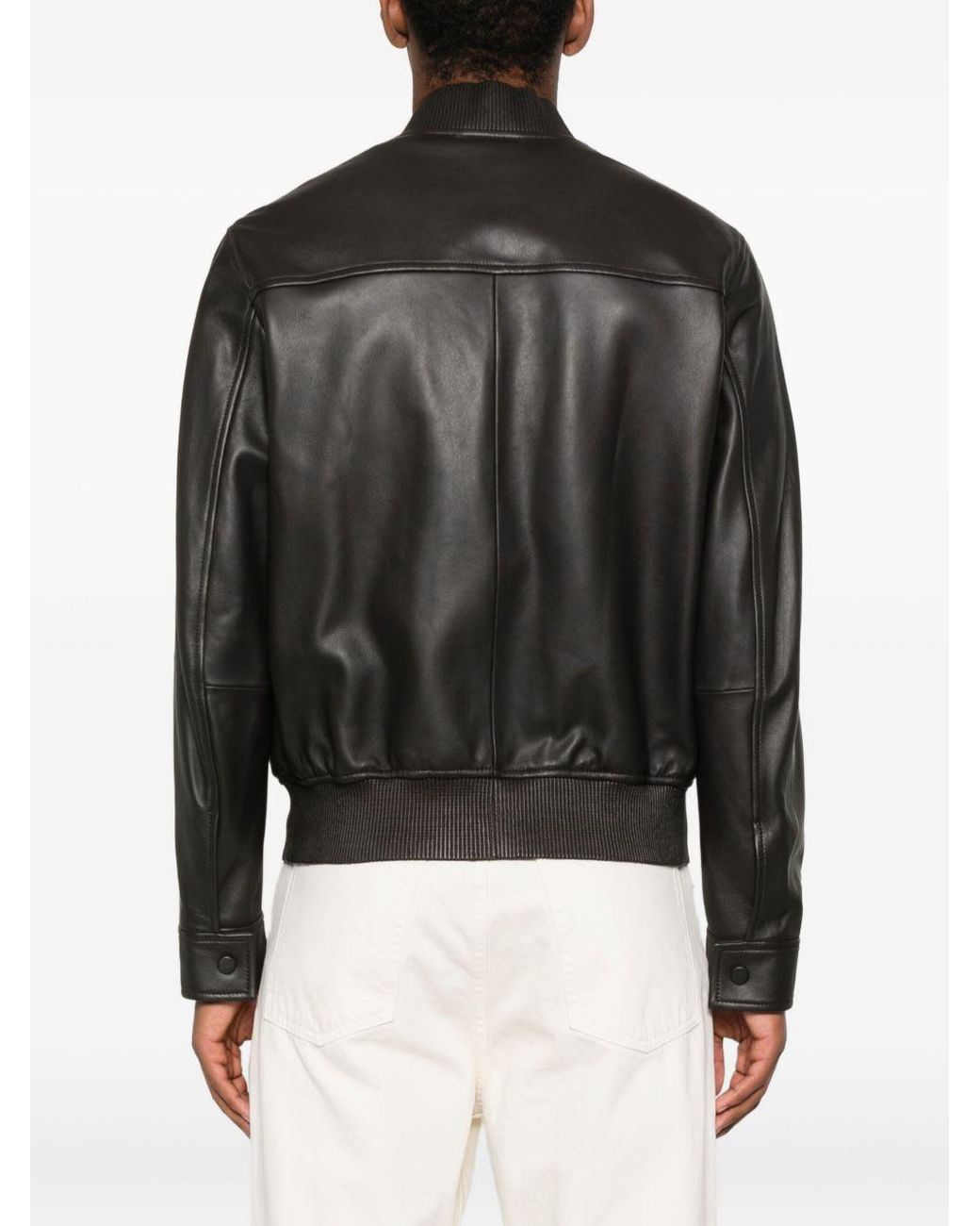 Emporio Armani Leather Jacket in Black for Men | Lyst UK