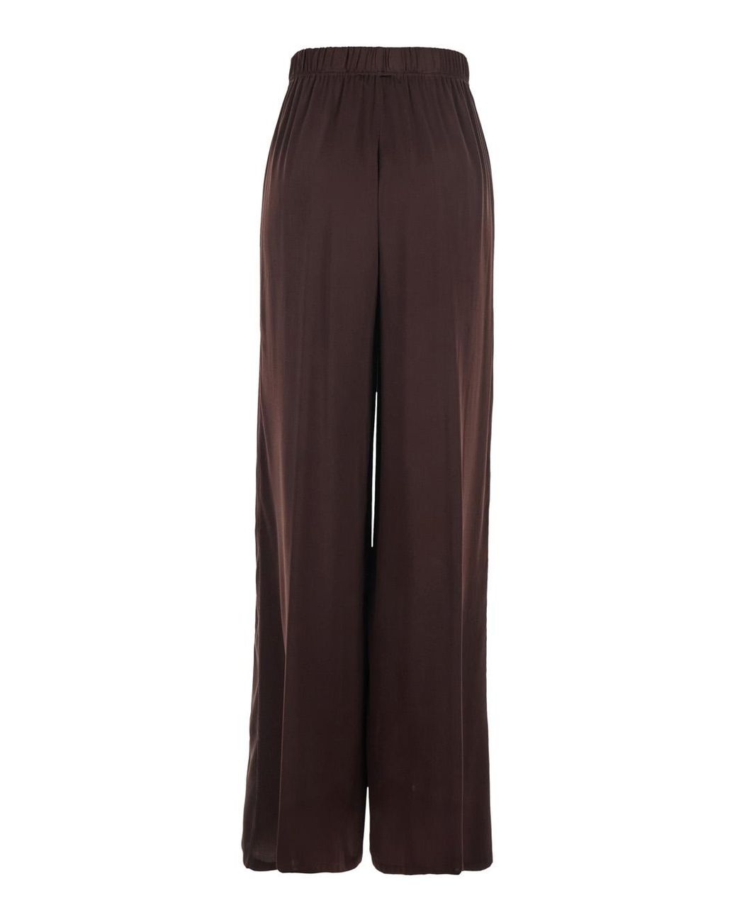 Jucca Brown Silk Pants With Elastic Waist And Side Welt Pockets Trousers