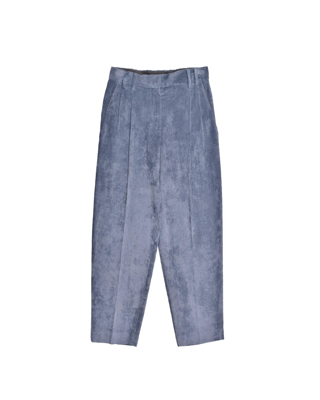 Brunello Cucinelli Blue Pleated Corduroy Trousers