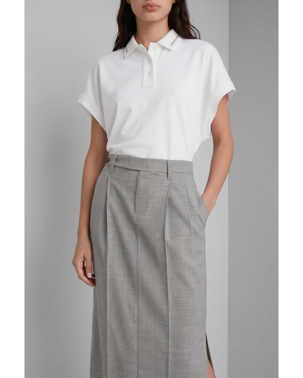 Brunello Cucinelli Gray Light Wool Skirt