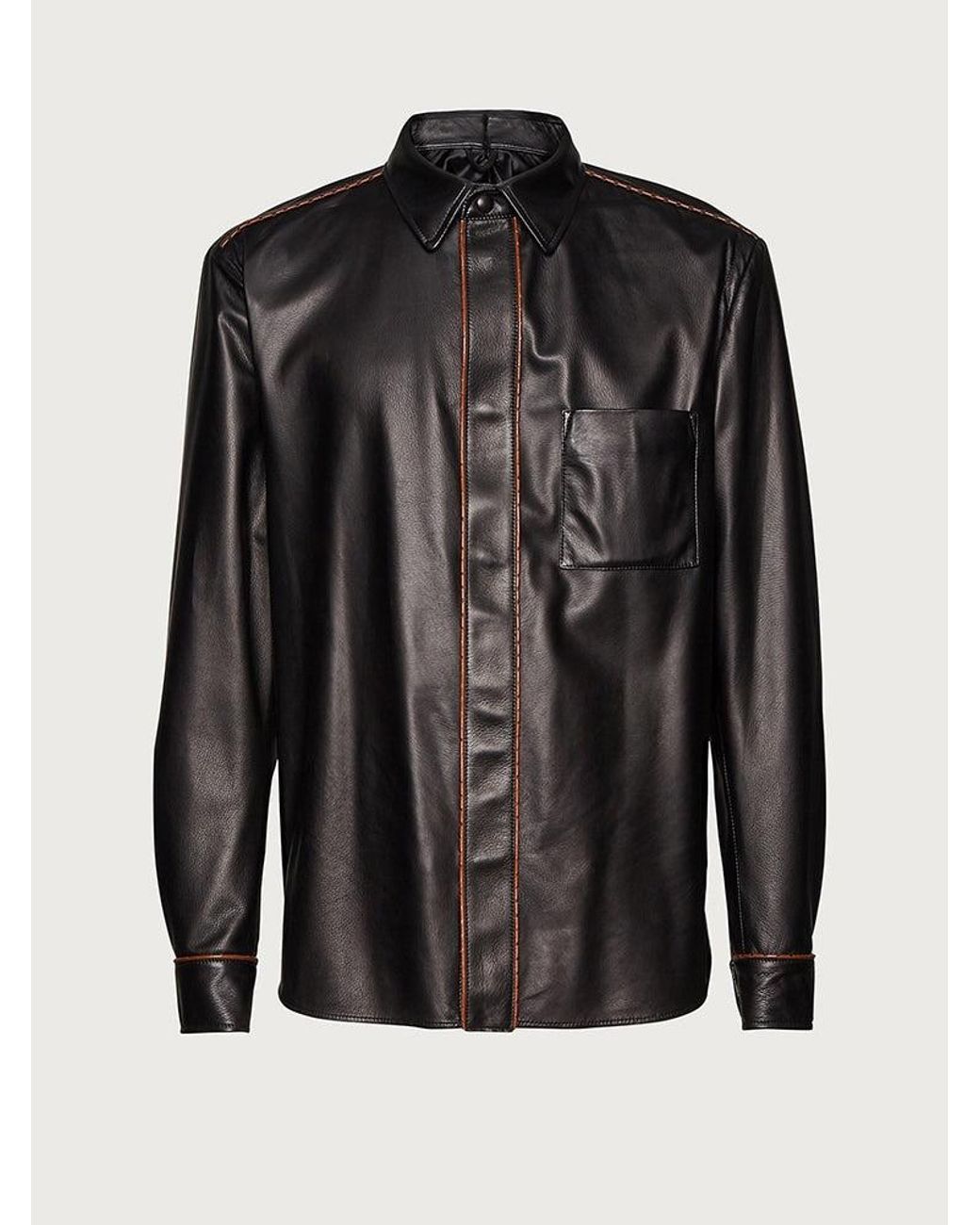 Ferragamo Black Leather-Jacket Clothing for men