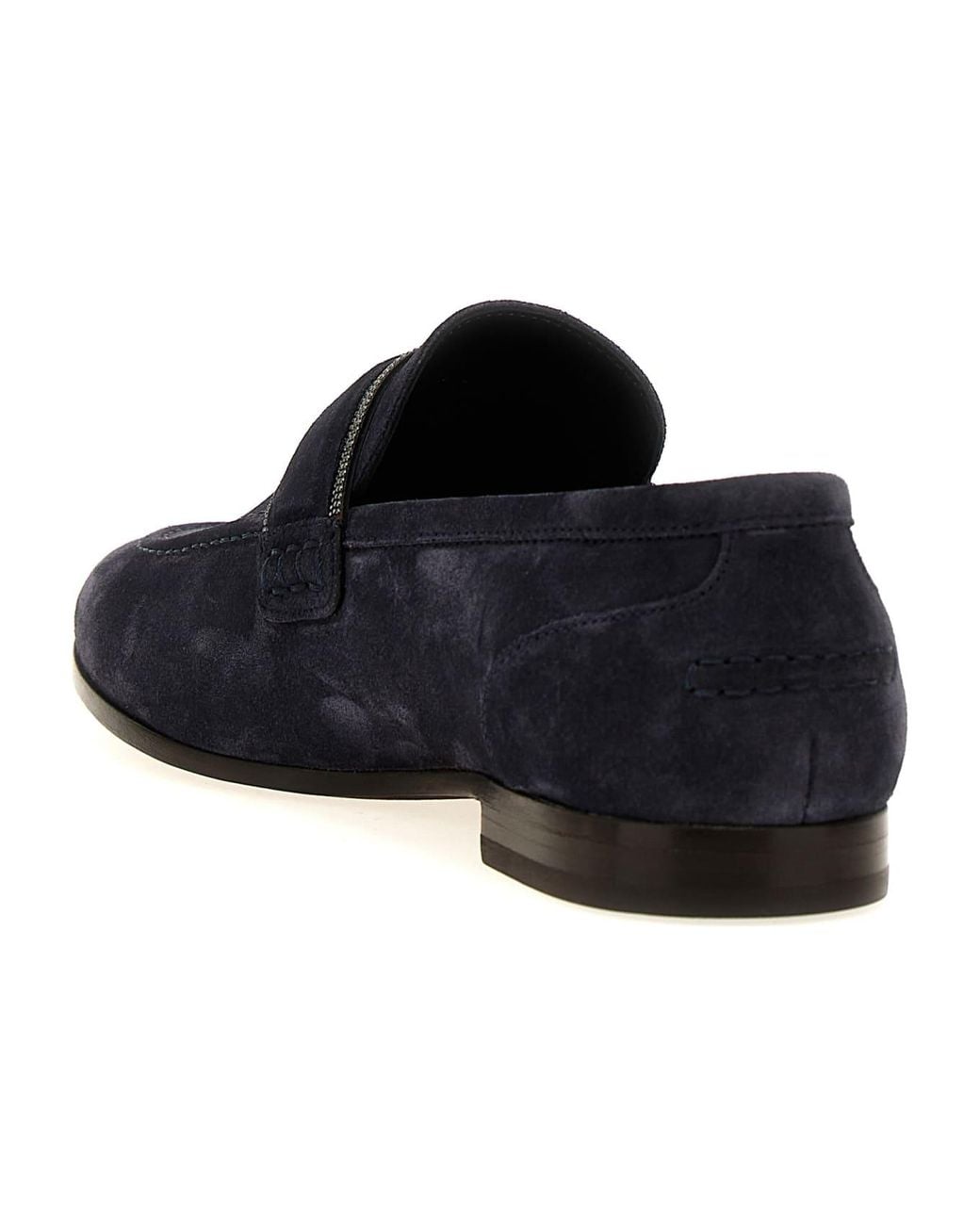 Brunello Cucinelli Black Night Sky Suede Loafer Shoes