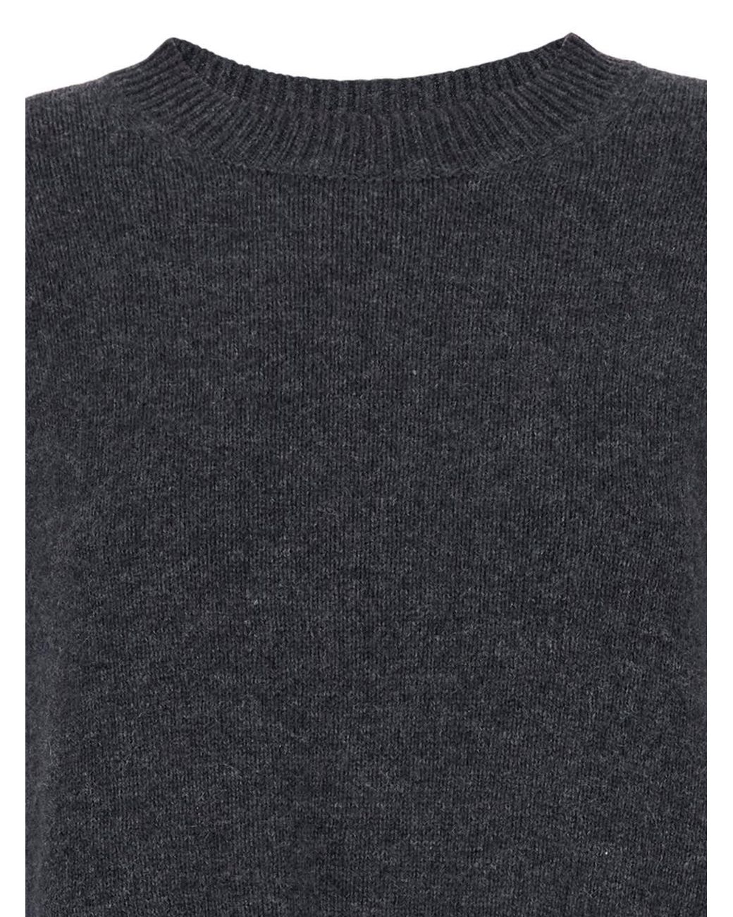 Allude Black Relaxed Crewneck Sweater