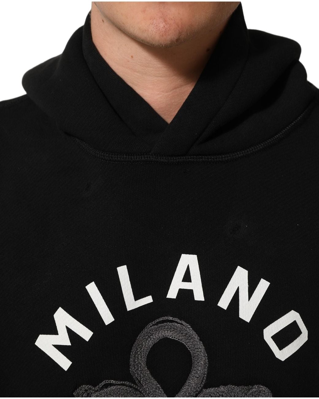 Dolce & Gabbana Black Cotton Milano1984 Print Hoodie Sweater for men