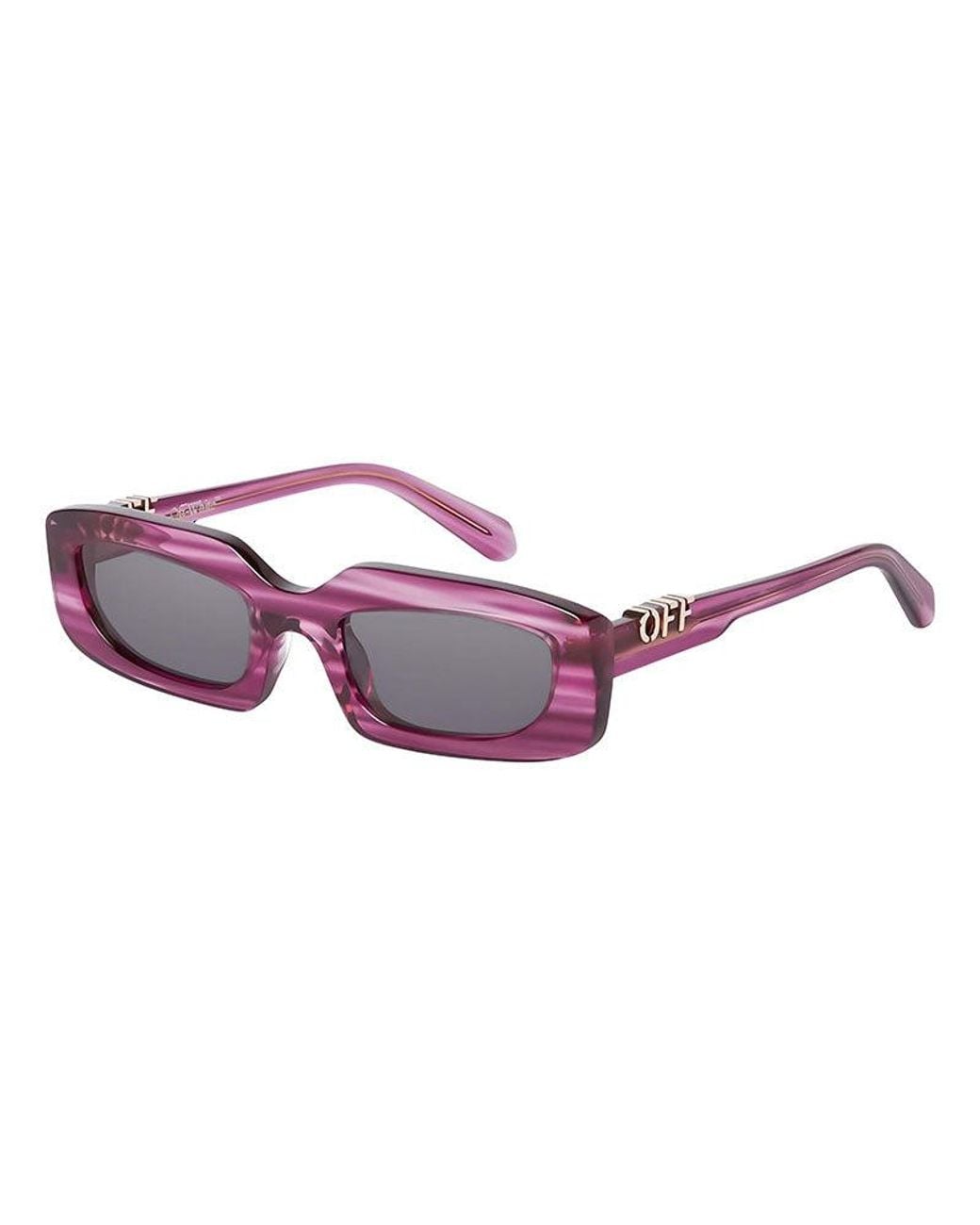 Off-White c/o Virgil Abloh Purple Sunglasses Rectangle Full Rim, Striped Frame And Dark Lens Oeri13Crenton3707