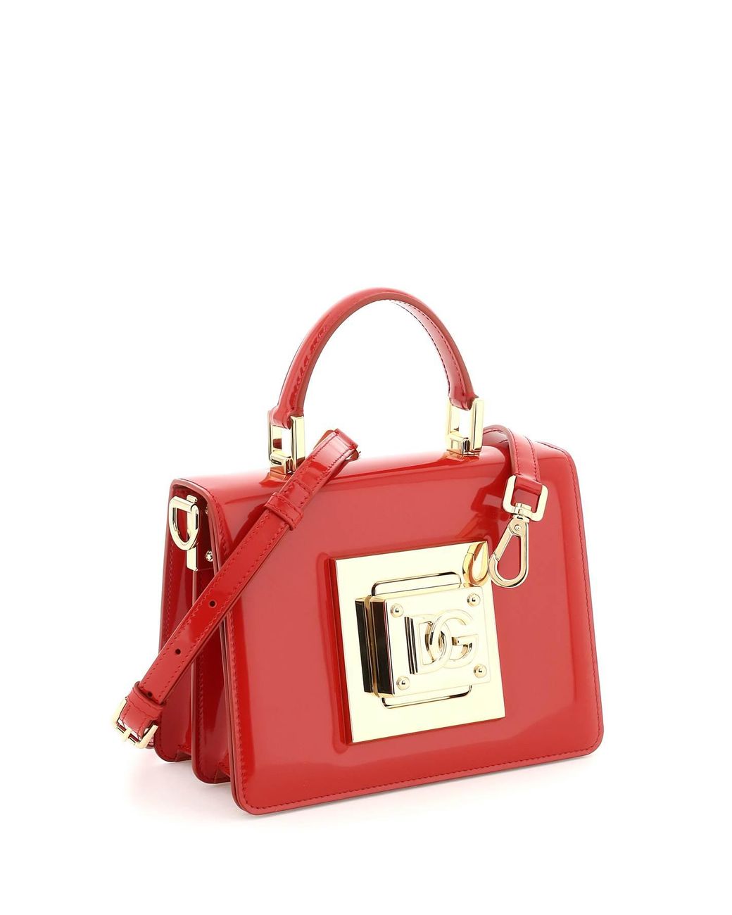 Dolce & Gabbana Patent Leather Top Hadle Bag in Red | Lyst