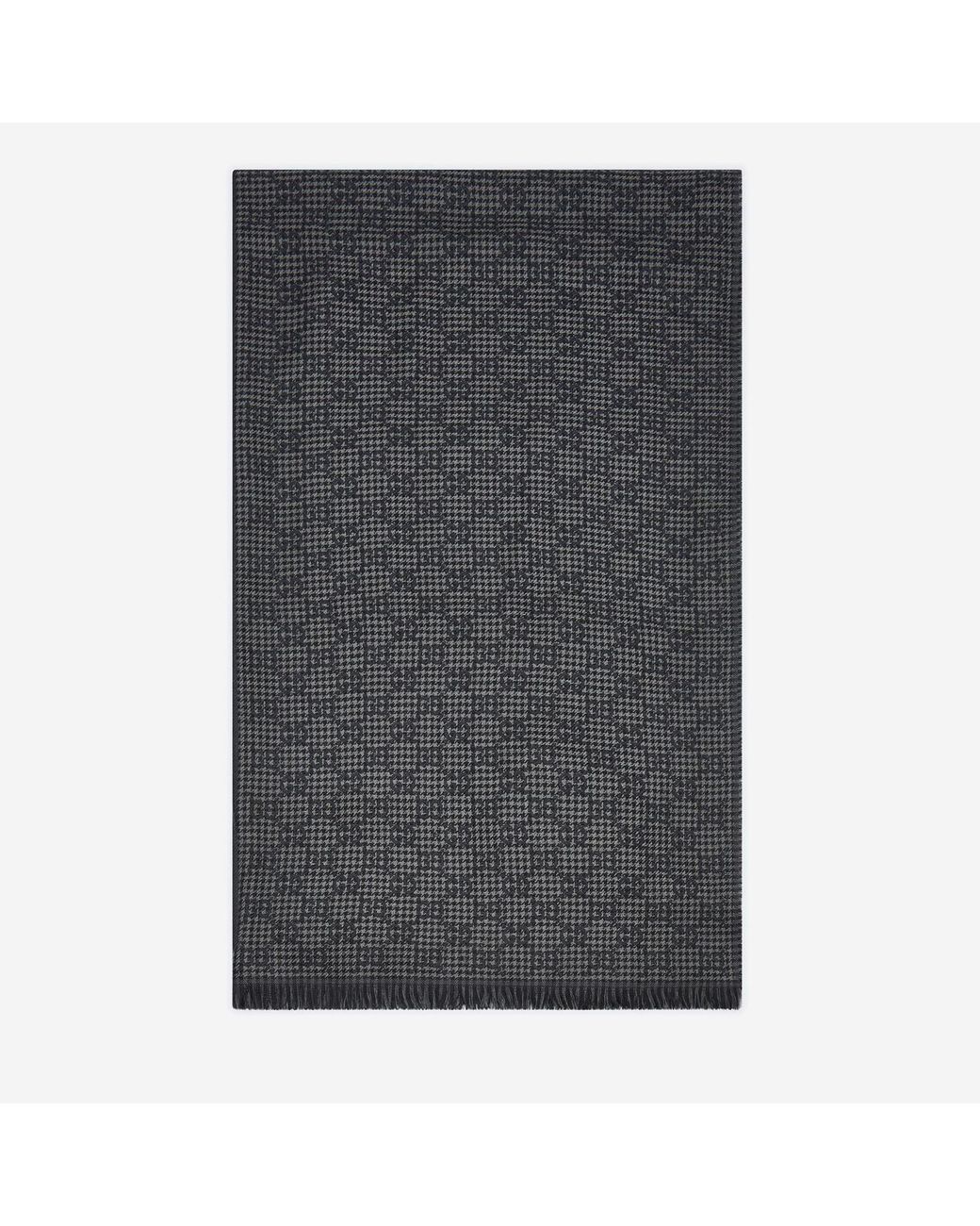 Gucci Gray Wool And Silk Shawl With Gg Motif Scarf for men