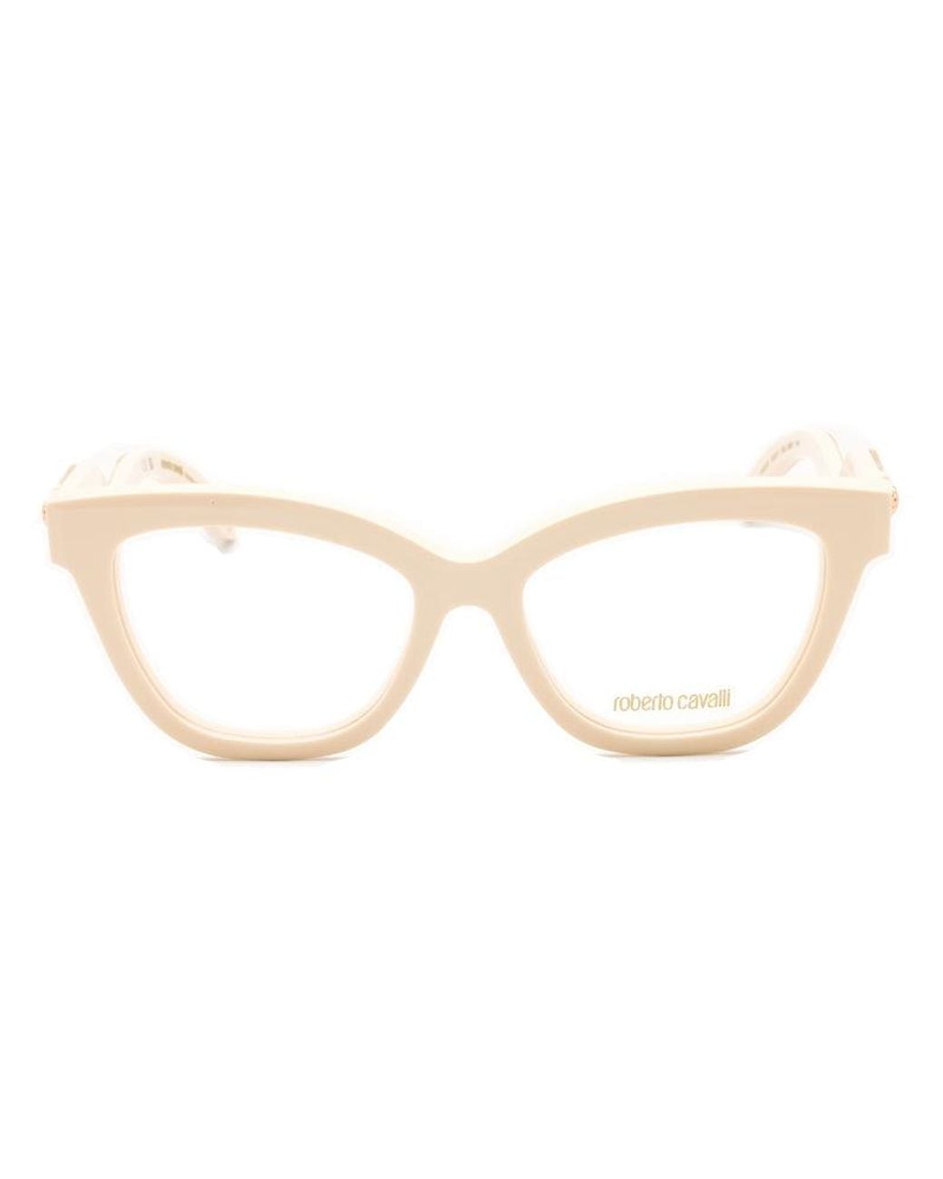 Roberto Cavalli Brown Eyeglasses Cat Eye Full Rim, Shiny Frame And Clear Demo Lens Vrc07209X7