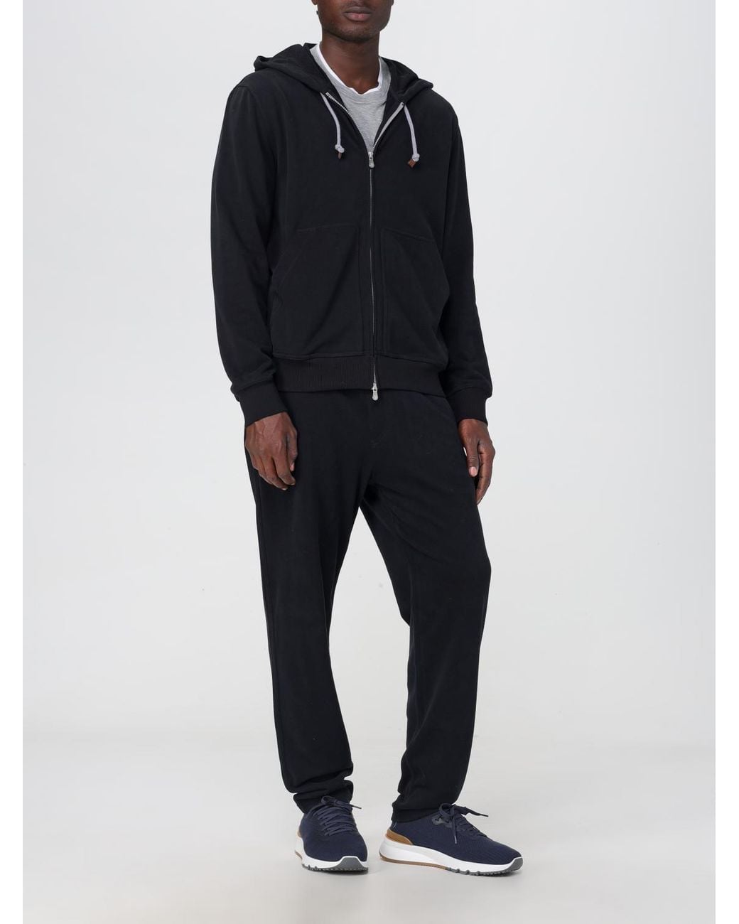 Brunello Cucinelli Blue Zip-Up Hoodie Clothing for men