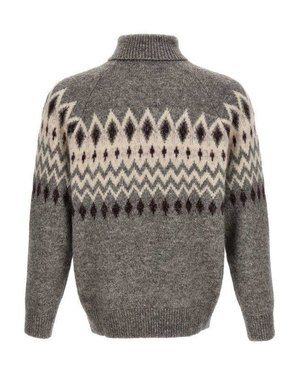 Brunello Cucinelli Gray Leather Sweatshirt for men