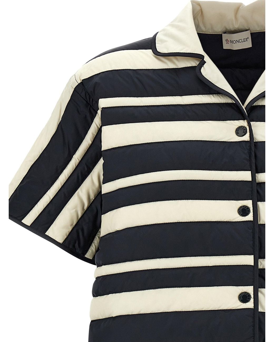 Moncler Black Moncler Striped Technical Padded Down Jacket