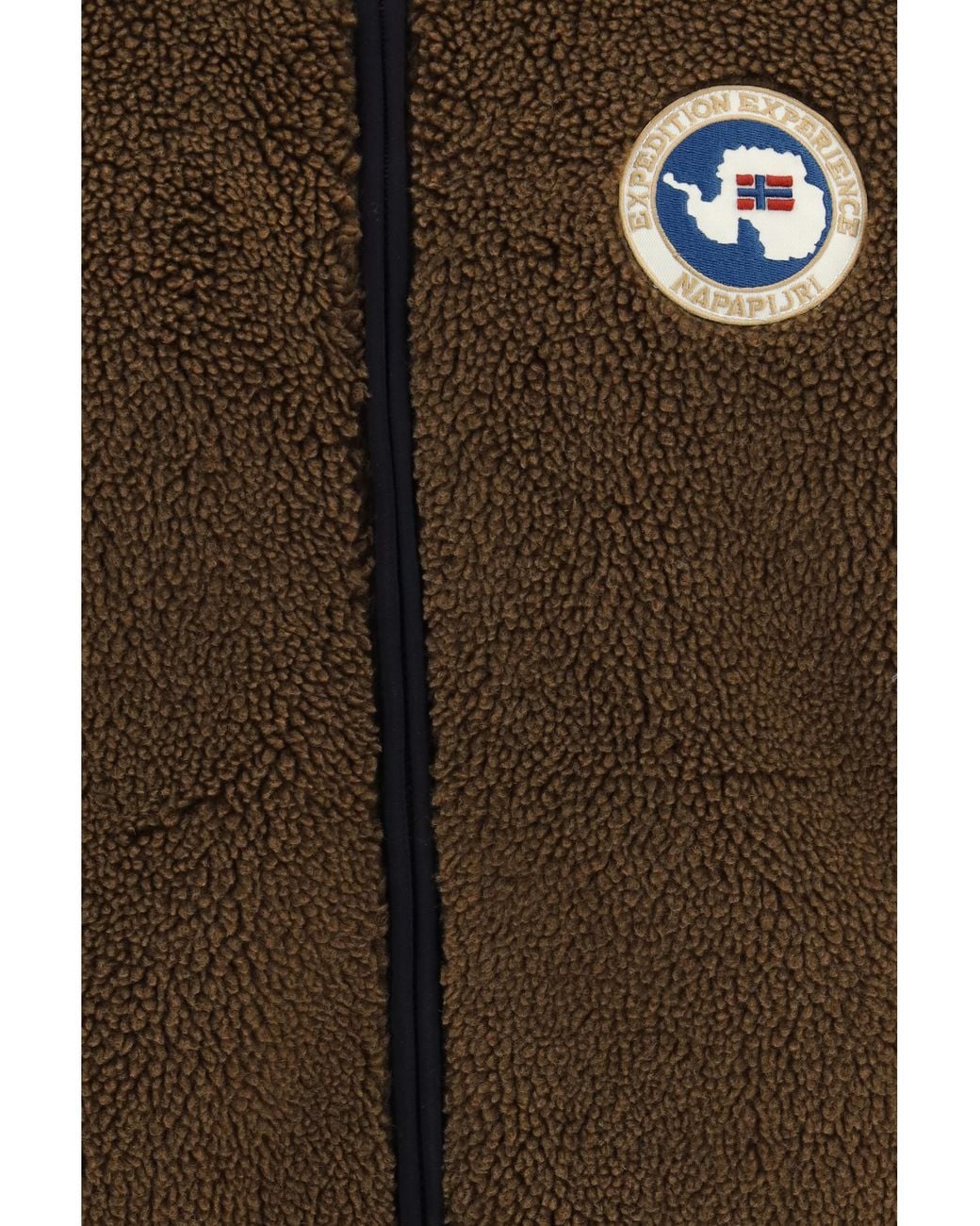 Napapijri Brown Archive Full-Zip Fleece Sweater Polyester Jacket for men