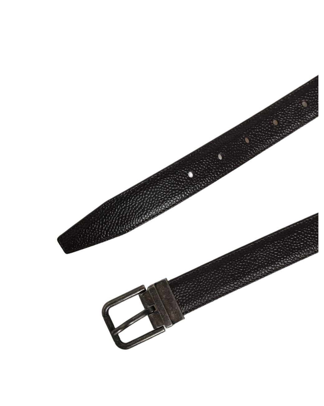 Dolce & Gabbana Black Calf Leather Vintage Style Buckle Belt for men