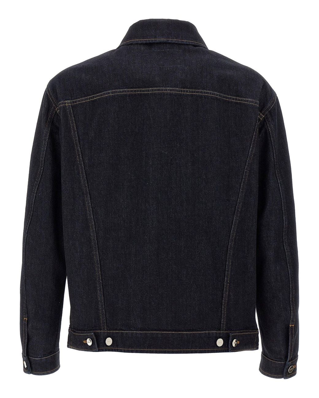 Fendi Blue Logo-Embroidered Denim Jacket — Dark