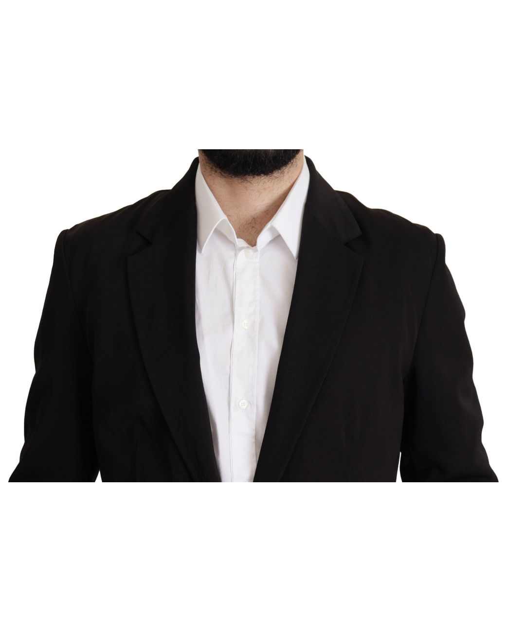 Dolce & Gabbana Black Wool Single Breasted Coat Blazer Virgin Elastane Clothing for men