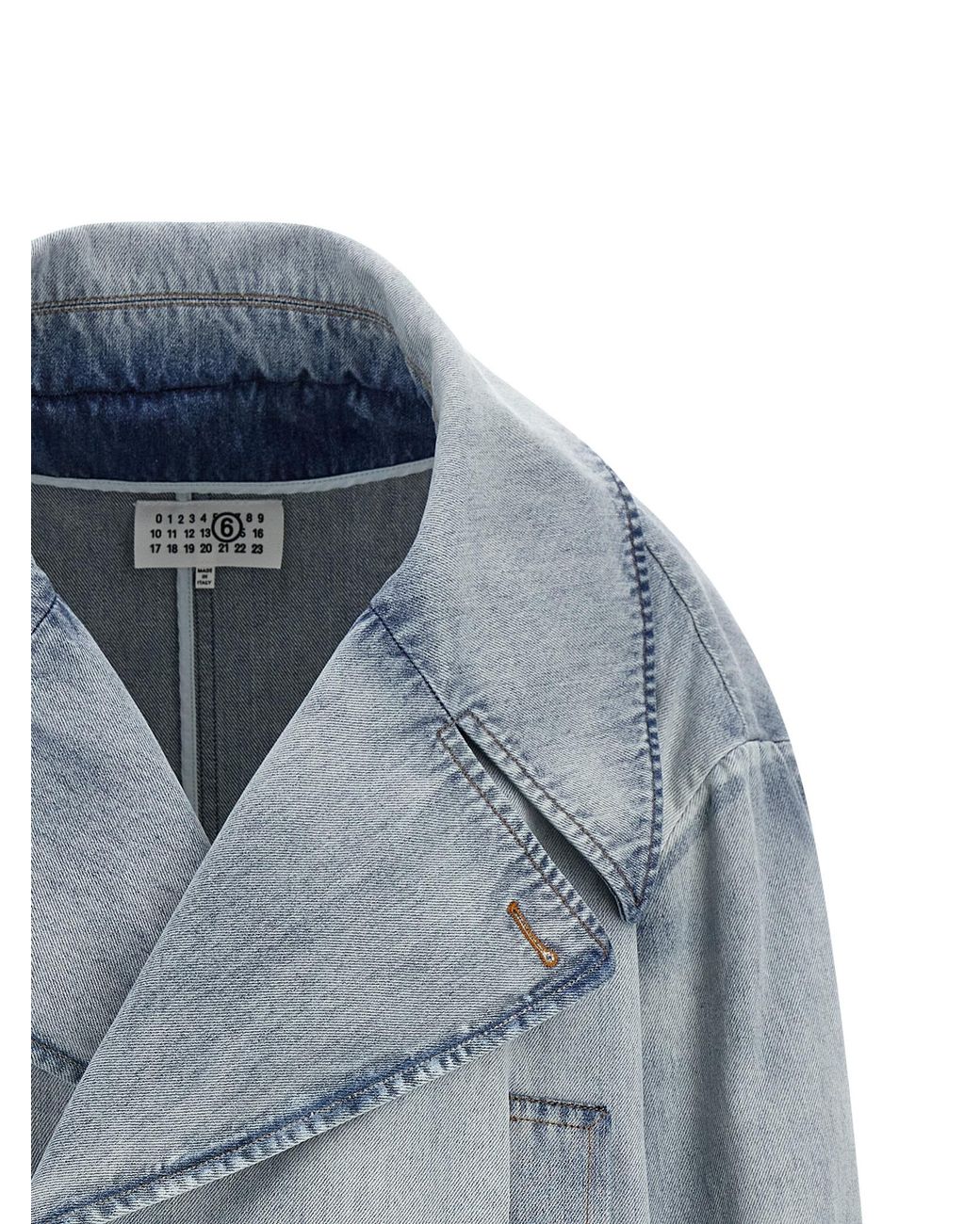 MM6 by Maison Margiela Blue Double-Breasted Jacket Cotton Down Jacket, Parka, Casual