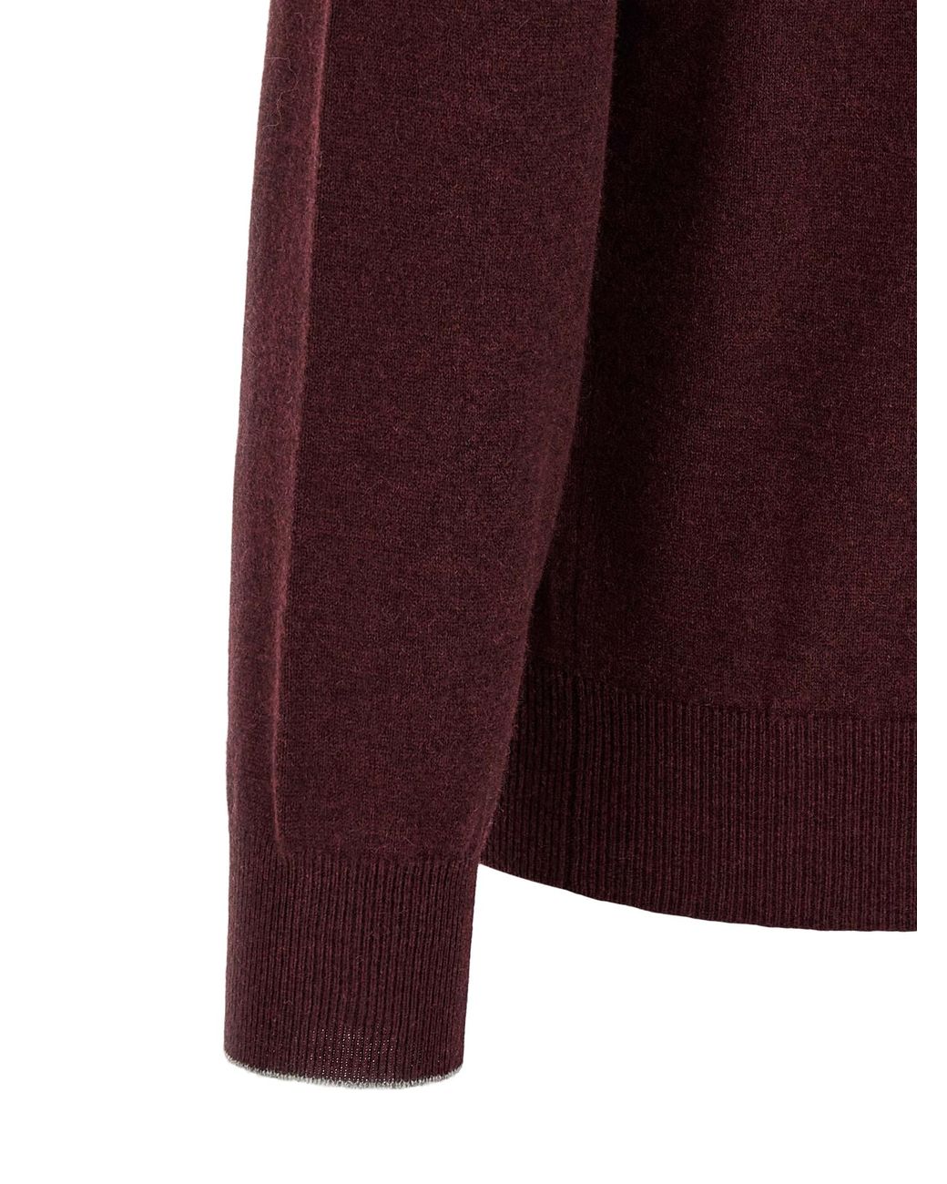 Brunello Cucinelli Red Brunello Cucinelli Cashmere Half-Zip Cardigan — Burgundy for men
