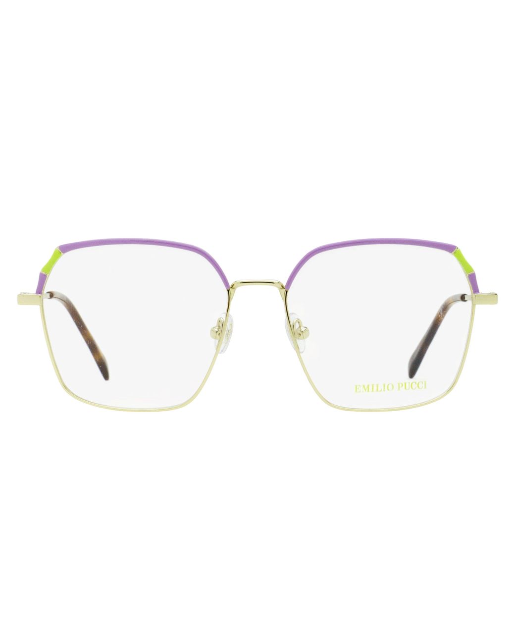 Emilio Pucci Black Pucci Slim Square Eyeglasses Ep5210 032-Havana 54Mm Metal/Plastic (Acetate)