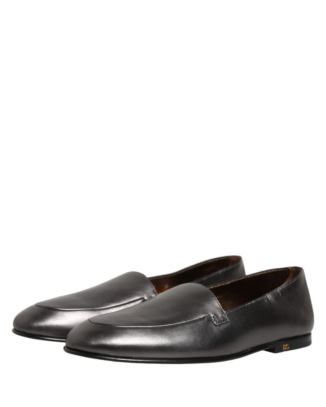 Dolce & Gabbana Brown Leather Dg Logo Slip On Loafers Shoes for men