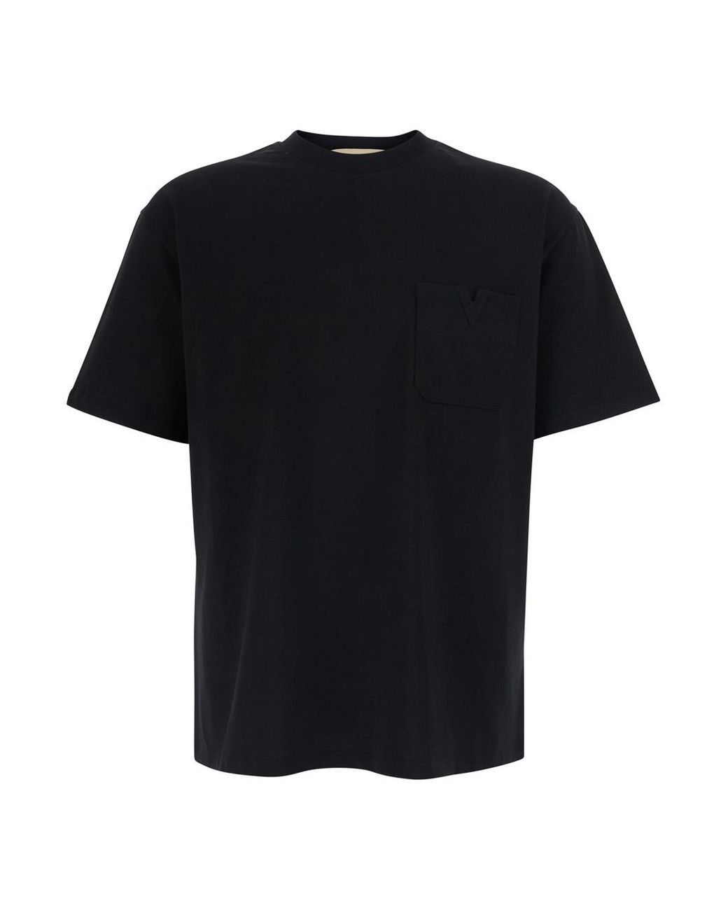Valentino Black T-Shirt Jersey Boxy V Pocket Cotton T-Shirts for men