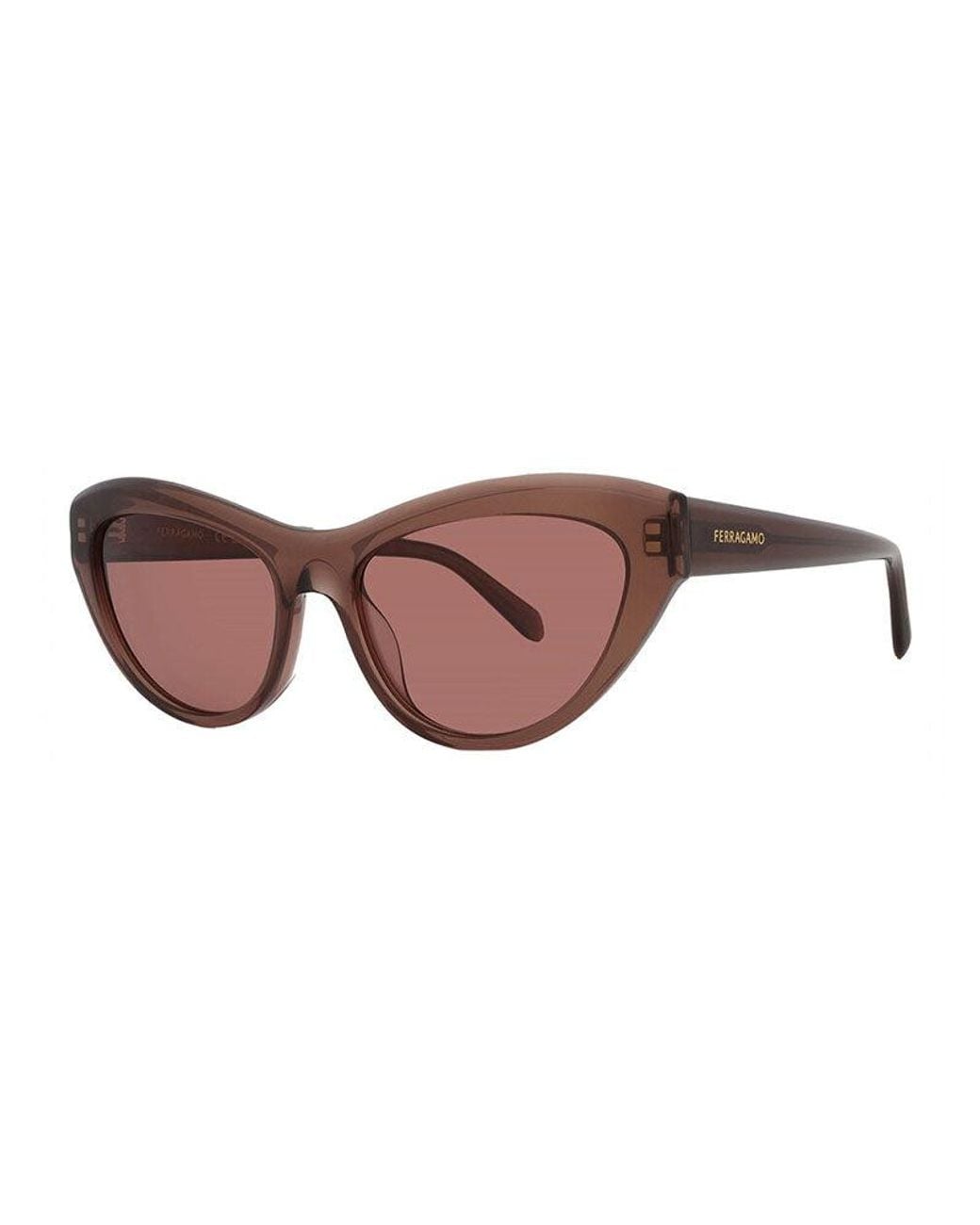Ferragamo Brown Salvatore Sunglasses Cat Eye Full Rim, Transparent Frame And Lens Sf1103S232