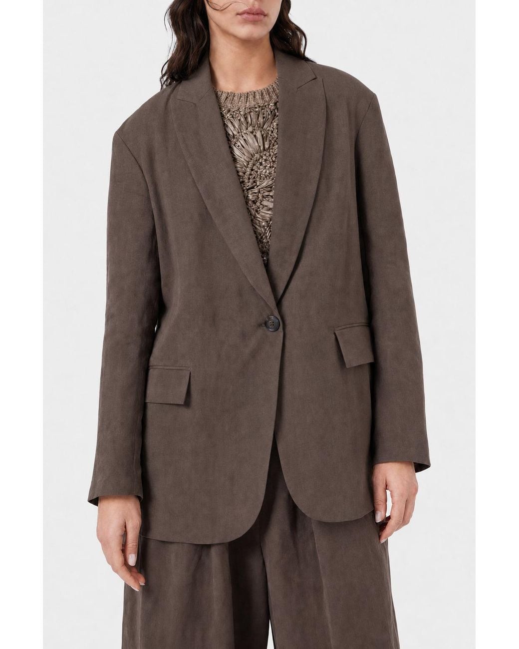 Brunello Cucinelli Brown Relaxed Cotton Blazer