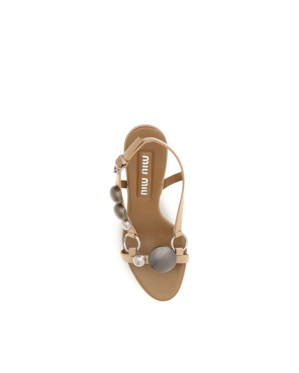 Miu Miu Metallic Brown Calf Leather Bos Taurus Stiletto Heel Sandals
