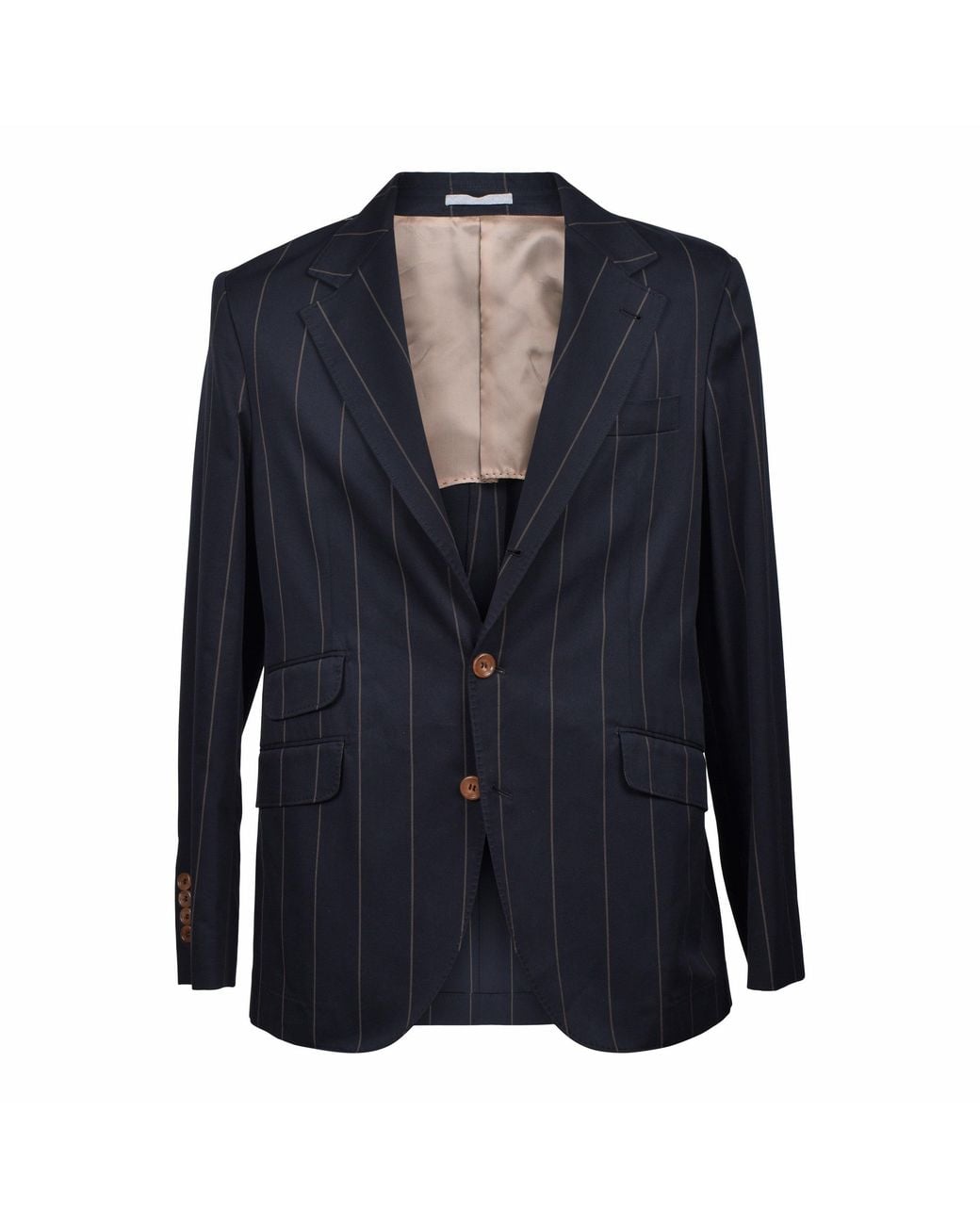 Brunello Cucinelli Blue Wool Striped Suit for men