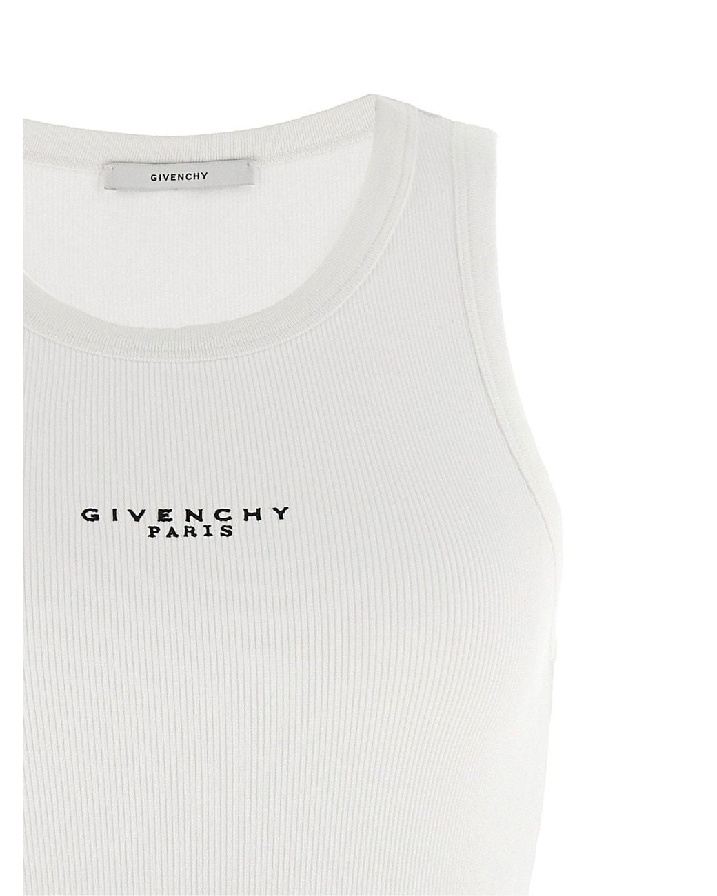 Givenchy White Logo-Embroidered Ribbed Cotton Tank Top
