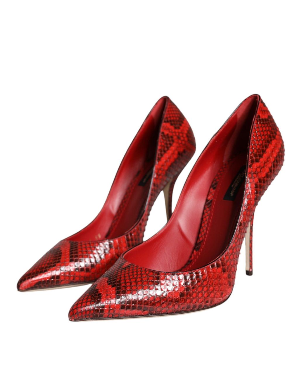 Dolce & Gabbana Red Leather Stiletto High Heels Pumps Shoes Python Calf