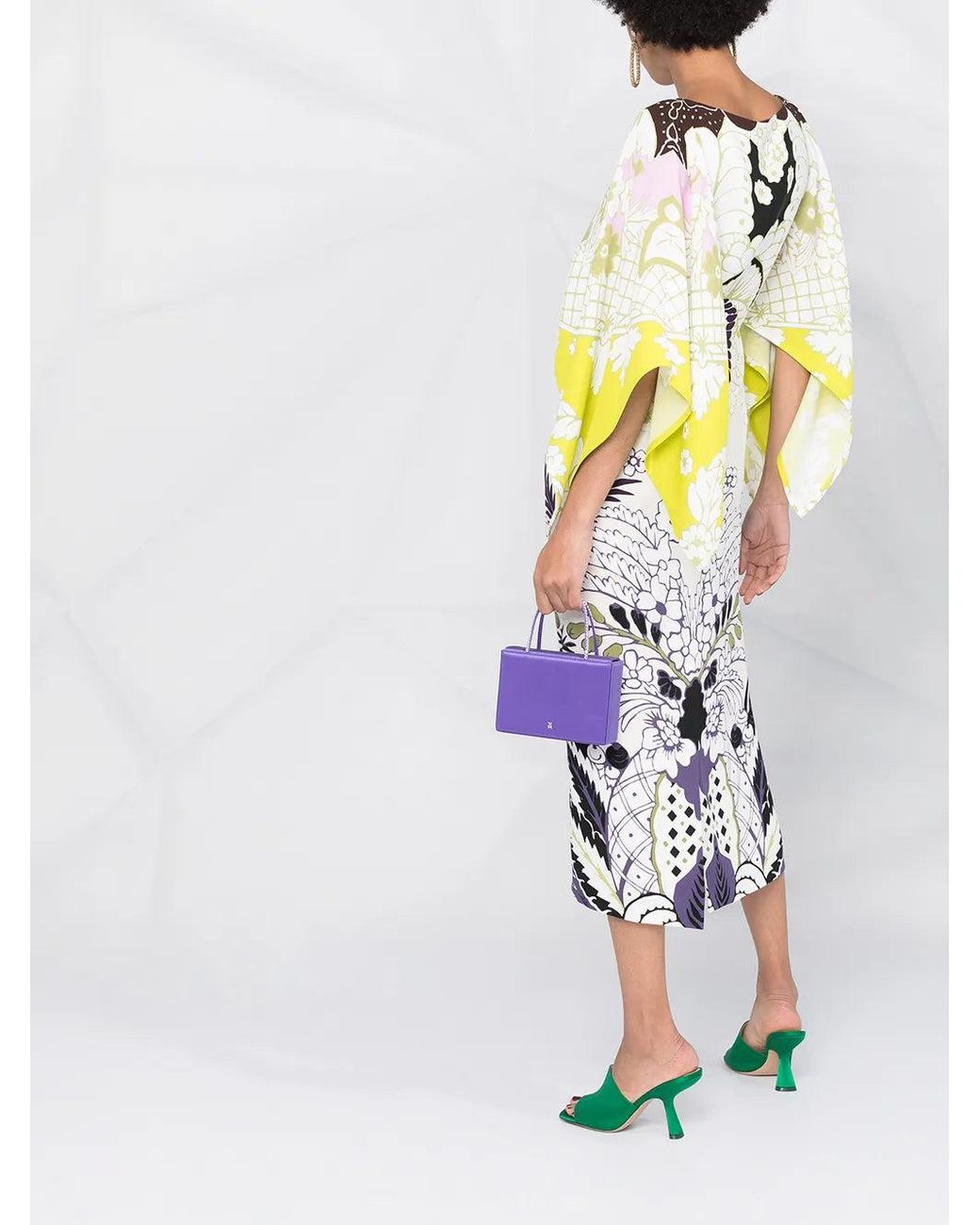 Valentino White Tropical Word Arazzo Kaftan Dress