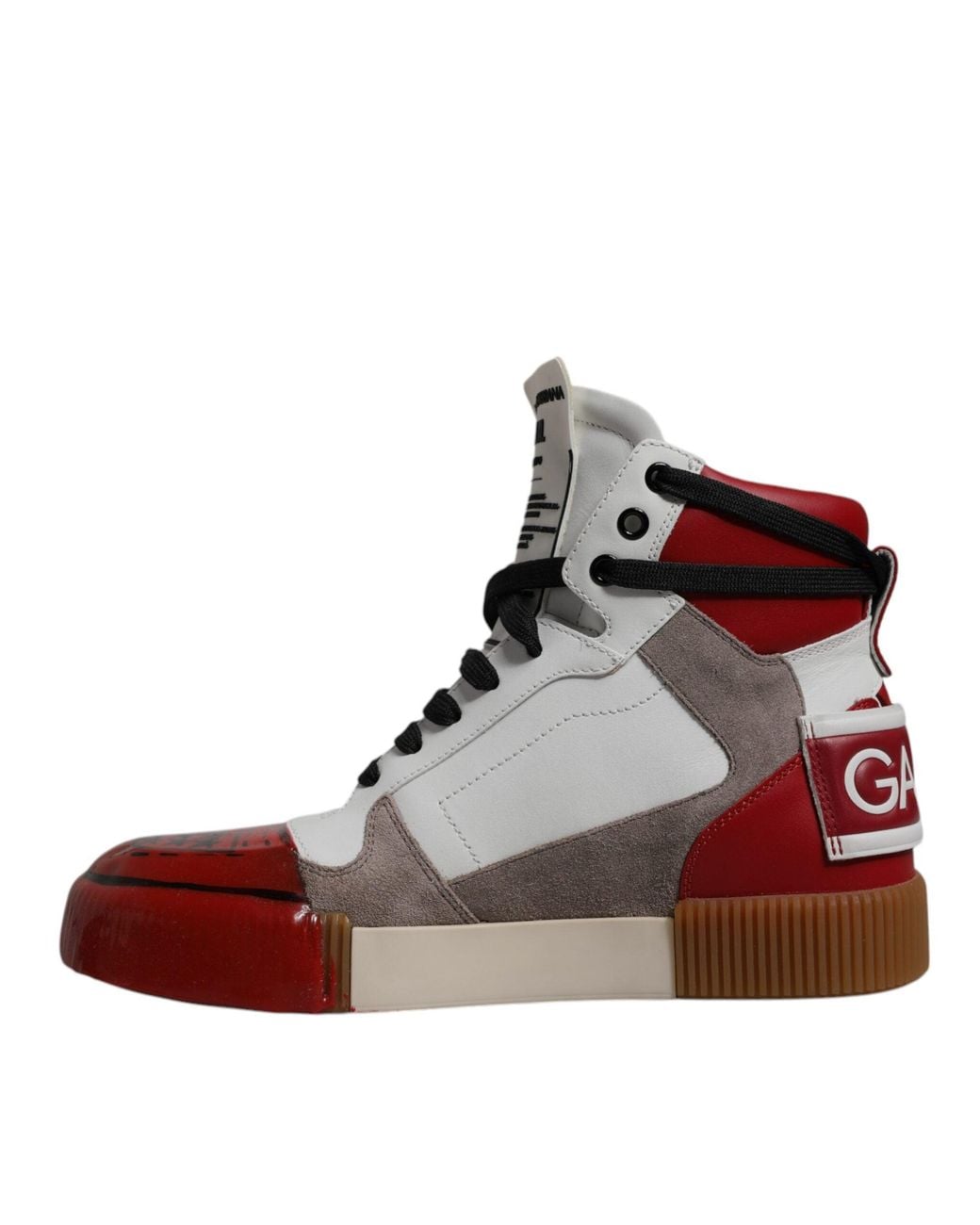 Dolce & Gabbana Red Dolce & Gabbana Leather High-Top Sneaker for men