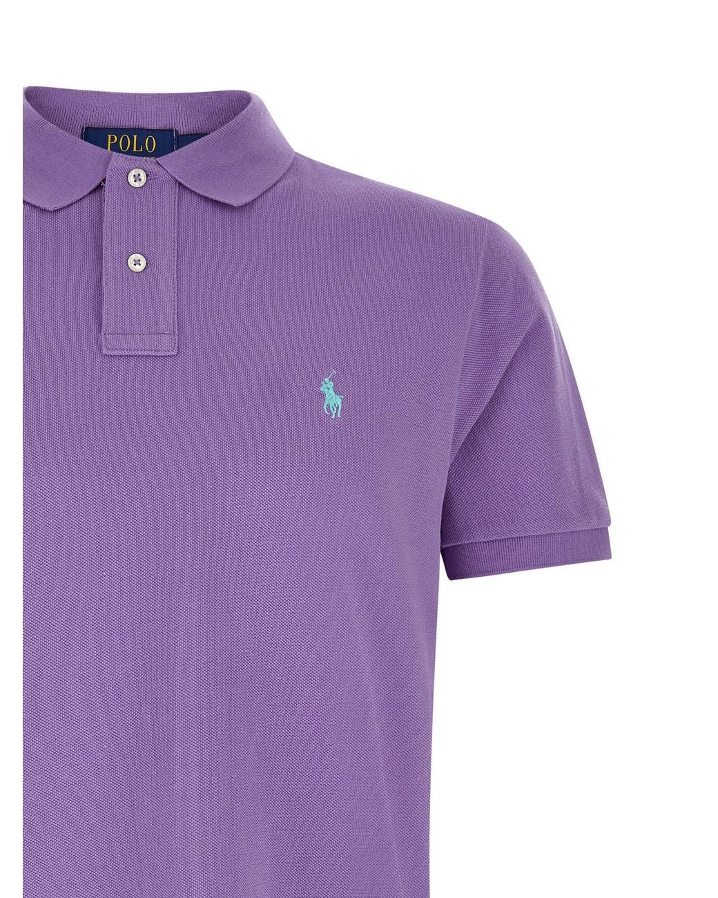 Polo Ralph Lauren Purple Logo-Embroidered Piqué Cotton Polo Shirt for men