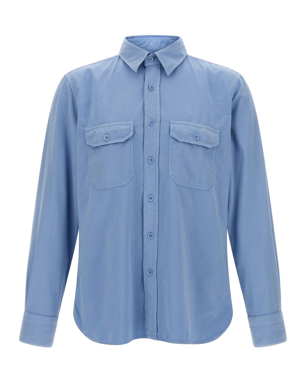 Tom Ford Blue Cotton-Silk Faille Shirt for men