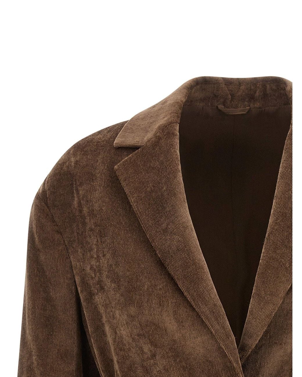 Brunello Cucinelli Brown Microribbed Cashmere Blend Velvet Blazer