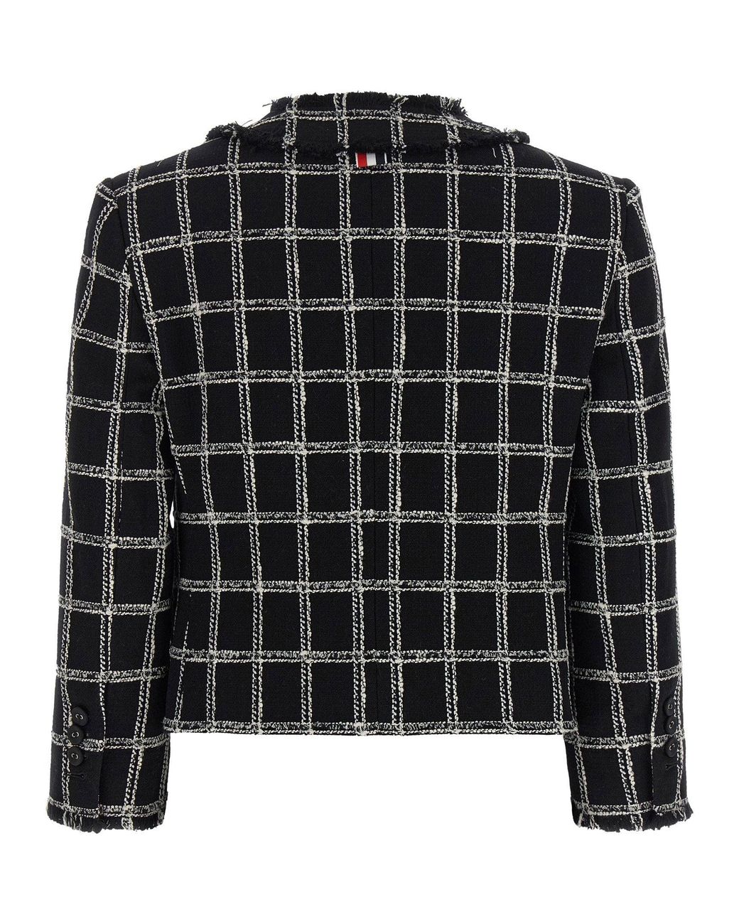 Thom Browne Black Windowpane Tweed Blazer